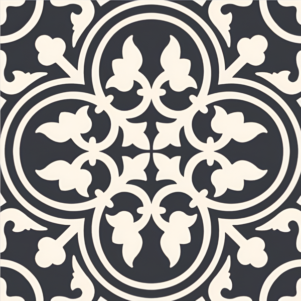 Alham Black Moroccan Vitrified Tile 16*16 Inch