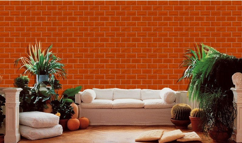 Almond -808 Matt Vitrified Tile 12x18 Inch – Terracotta brick-style wall tile for rustic interiors

