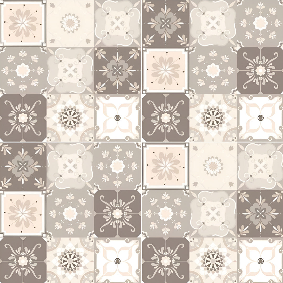 Amora Moroccan Vitrified Tile 24 x 24 Inch with intricate Moroccan Rangoli pattern in beige color and matt finish, showcasing artistic printed design ideal for living room, kitchen, and hallway décor.