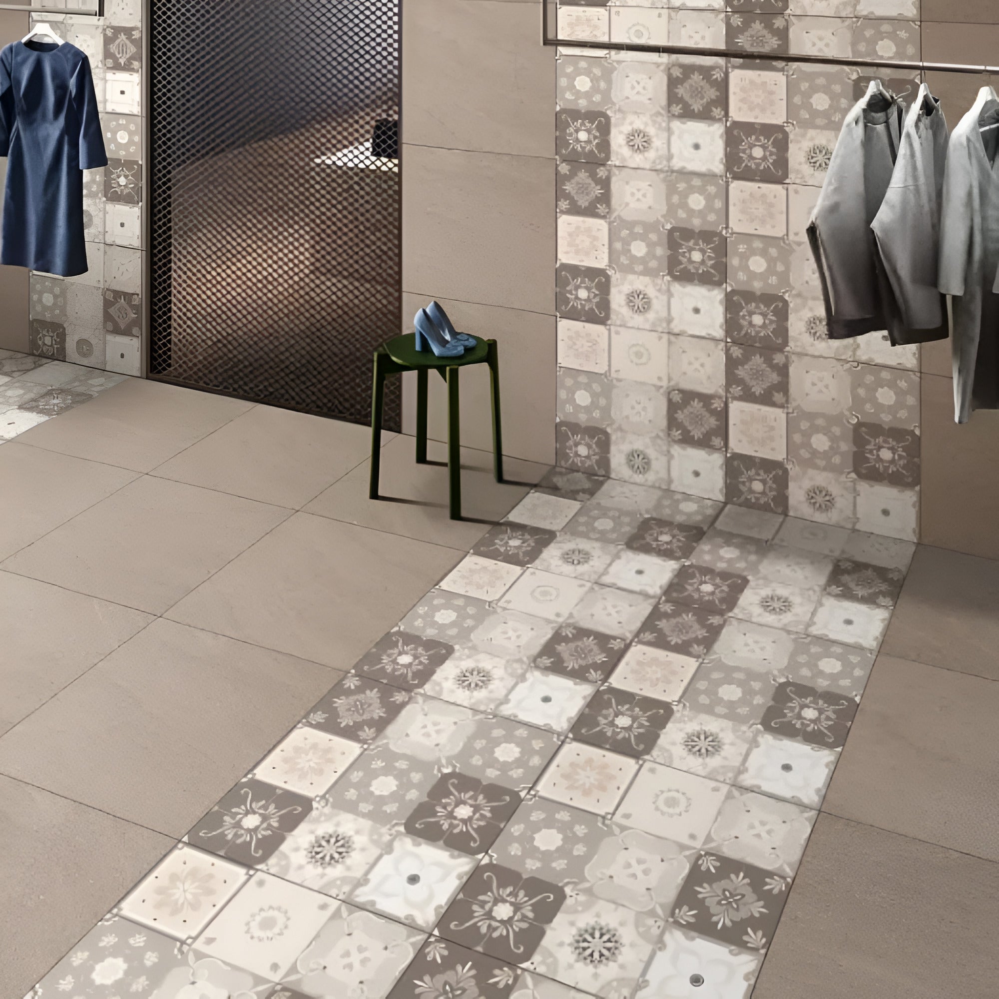 Amora Moroccan Vitrified Tile 24 x 24 Inch with intricate Moroccan Rangoli pattern in beige color and matt finish, showcasing artistic printed design ideal for living room, kitchen, and hallway décor.
