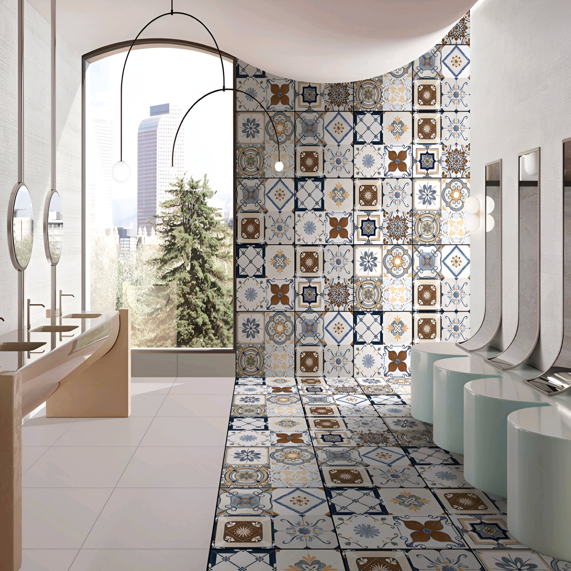 Antica Moroccan Vitrified Tile in 24 x 24 inch size showing intricate Moroccan geometric patterns in a soft matt finish, featuring vitrified build for durability and ideal for artistic and stylish floor installations in modern and classic interiors.