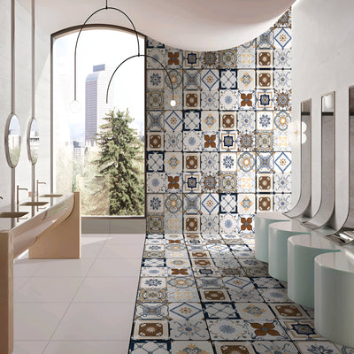 Artistic Blue and Brown Moroccan Bathroom Inspiration