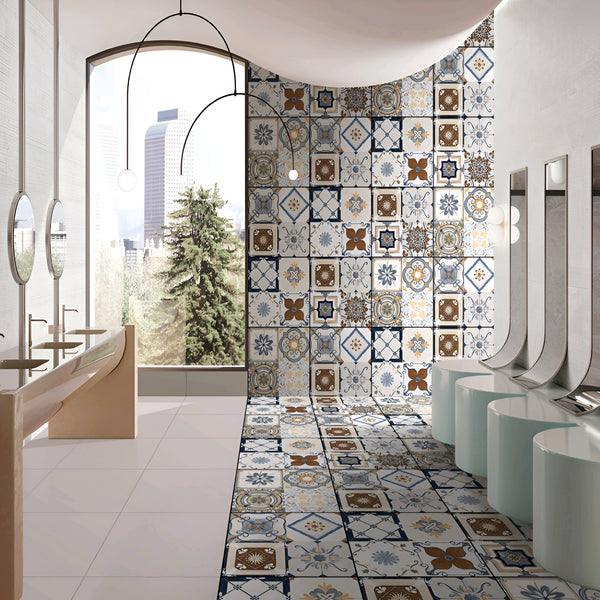 Artistic Blue and Brown Moroccan Bathroom Inspiration