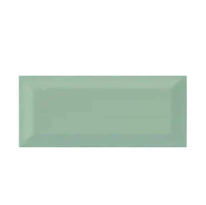 Aqua S Bevelled Subway Tile 4x8 inch with a glossy finish, featuring a vibrant aqua-toned beveled surface, smooth and durable, ideal for modern backsplashes and decorative wall applications.
