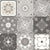 Arica Moroccan Vitrified Tile 24x24 Inch in elegant grey matt finish, showcasing intricate printed Moroccan Rangoli design with detailed geometric and floral motifs — ideal for stylish modern interiors and traditional home décor.