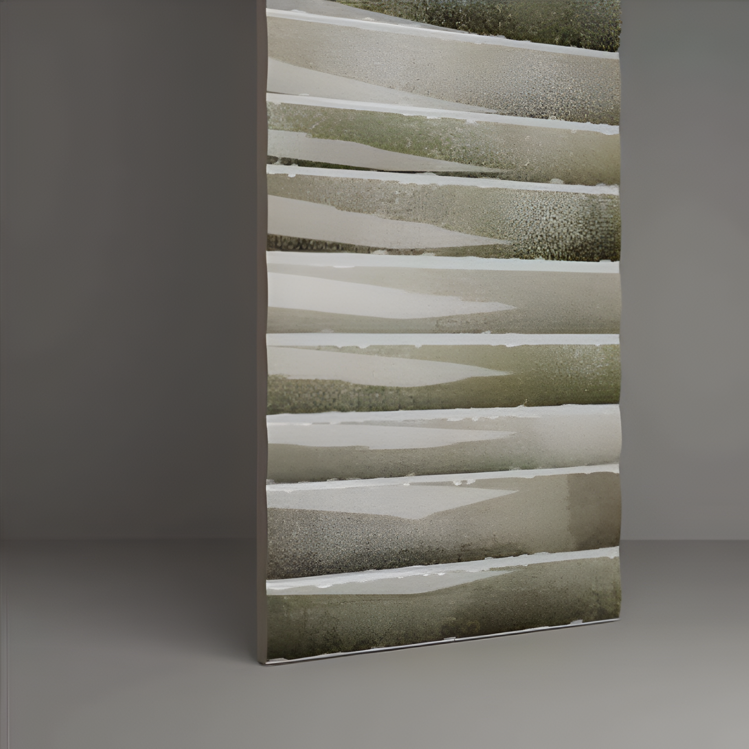 Army Green Fluted Kitkat Tile 4x12 inch with a glossy finish, featuring a deep army-green fluted surface, smooth and durable, ideal for contemporary backsplashes and decorative wall designs.
