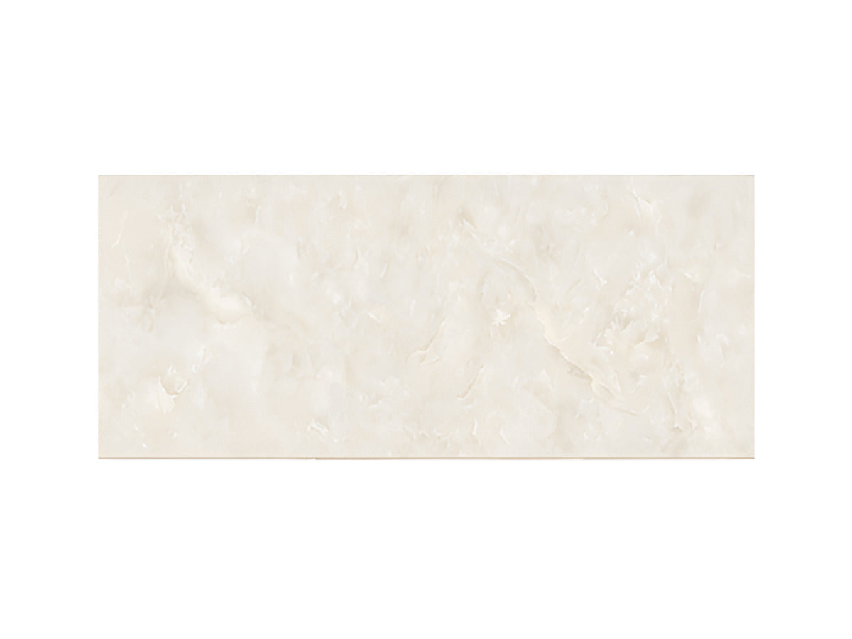 Avalon Crema vitrified tile with marble-inspired surface design in 24 x 48 inch large format, featuring a high-gloss reflective finish that creates a seamless, spacious look on both floor and wall installations in modern interior spaces.