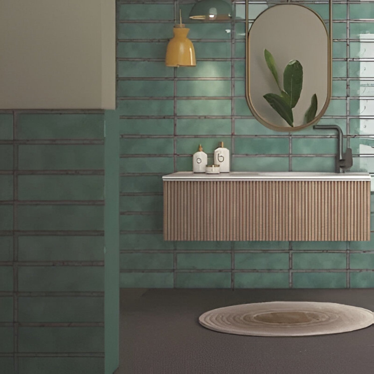 Axis Aqua Subway Tile 4x12 inch with a glossy finish, featuring a vibrant aqua-blue surface, smooth and durable, ideal for contemporary backsplashes and decorative wall applications.
