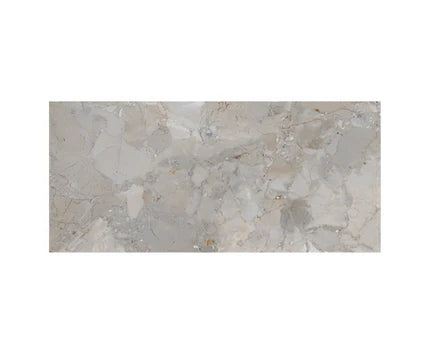 Balancia Grey Marble Vitrified Tile 24 x 48 Inch featuring an elegant grey marble stone-inspired design with subtle natural veining and a premium matt finish, installed on both wall and floor in a contemporary living room showcasing seamless large-format vitrified tiles suitable for bathrooms, kitchens, bedrooms, balconies, terraces, and modern residential interiors.