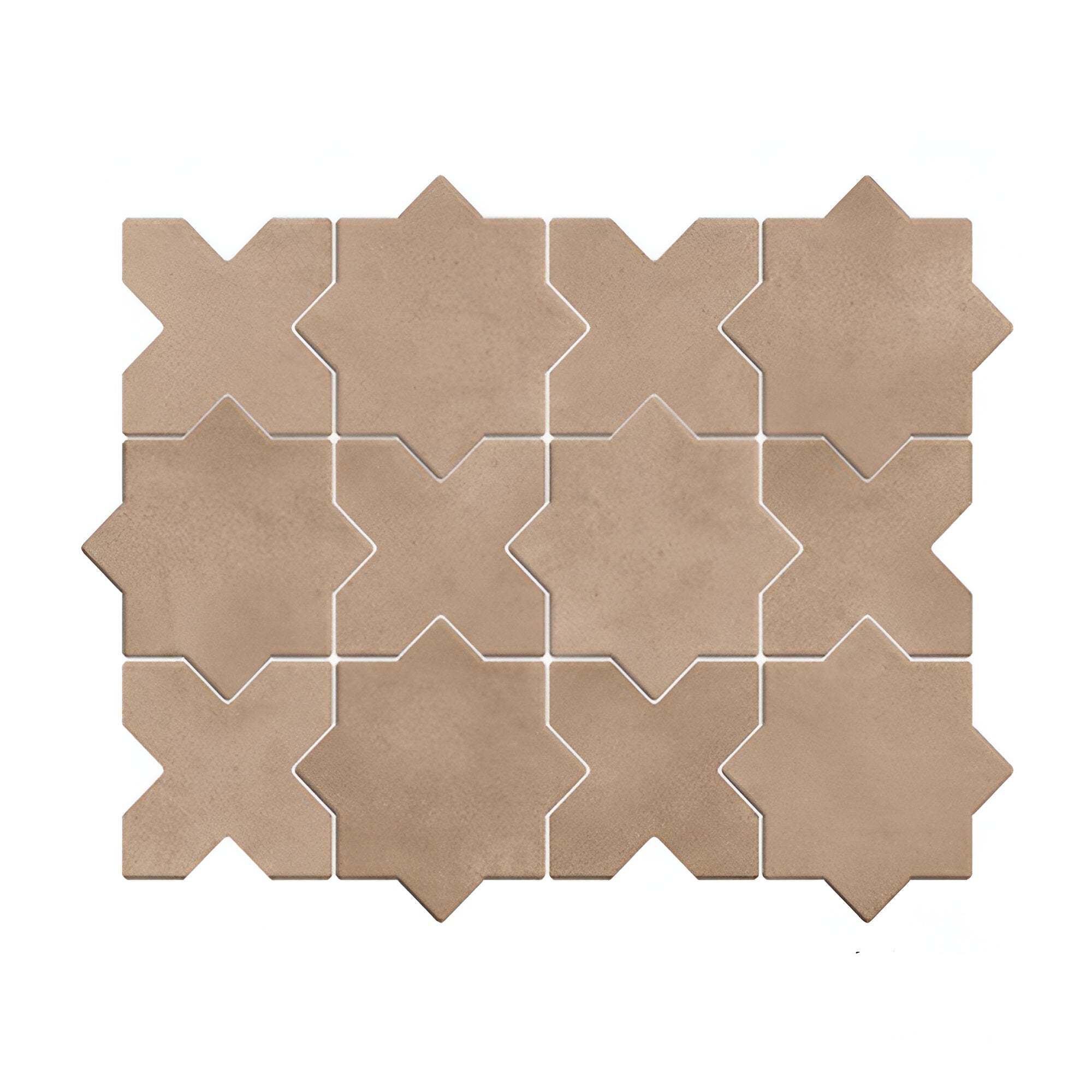 Batik Beige Star-Cross vitrified tile in 6×6 inch size featuring a soft beige tone with a detailed star-cross surface pattern and matt finish, suitable for elegant floor and wall interior designs.