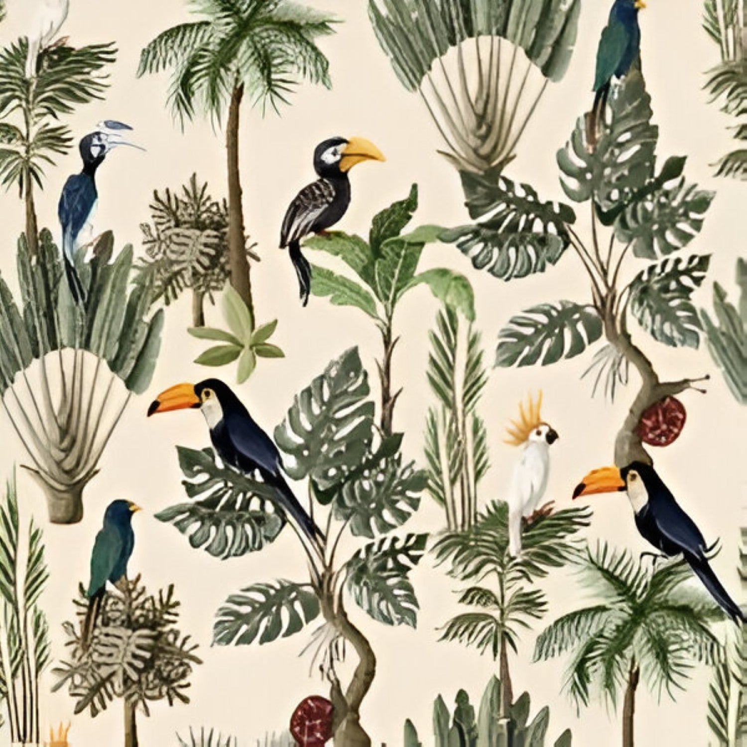 Beige Fauna 5 Wallpaper Set Tile 24 Inch x 48 Inch featuring a decorative nature-inspired pattern in beige tones with smooth finish suitable for wall applications in living rooms bedrooms and accent walls
