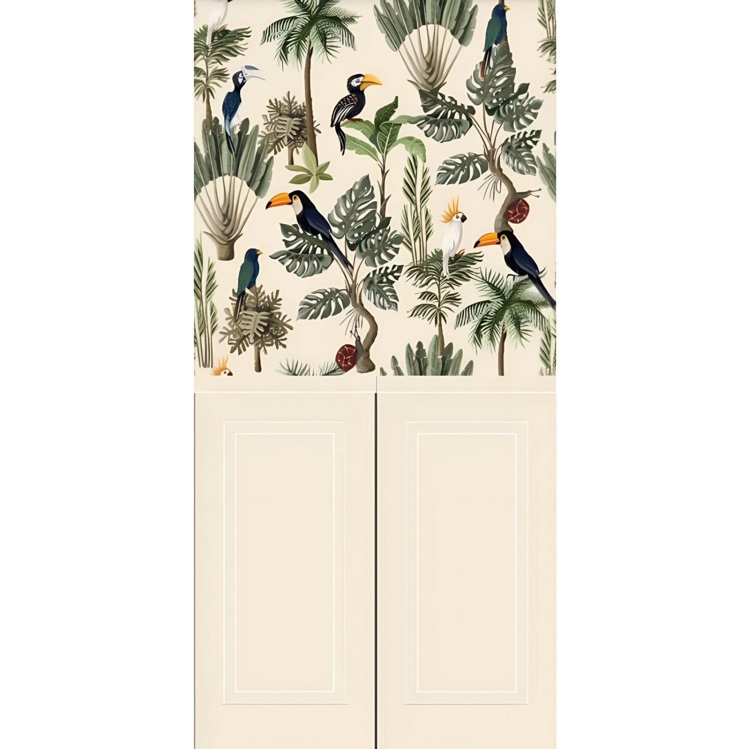 Beige Fauna 5 Wallpaper Set Tile 24 Inch x 48 Inch featuring a decorative nature-inspired pattern in beige tones with smooth finish suitable for wall applications in living rooms bedrooms and accent walls

