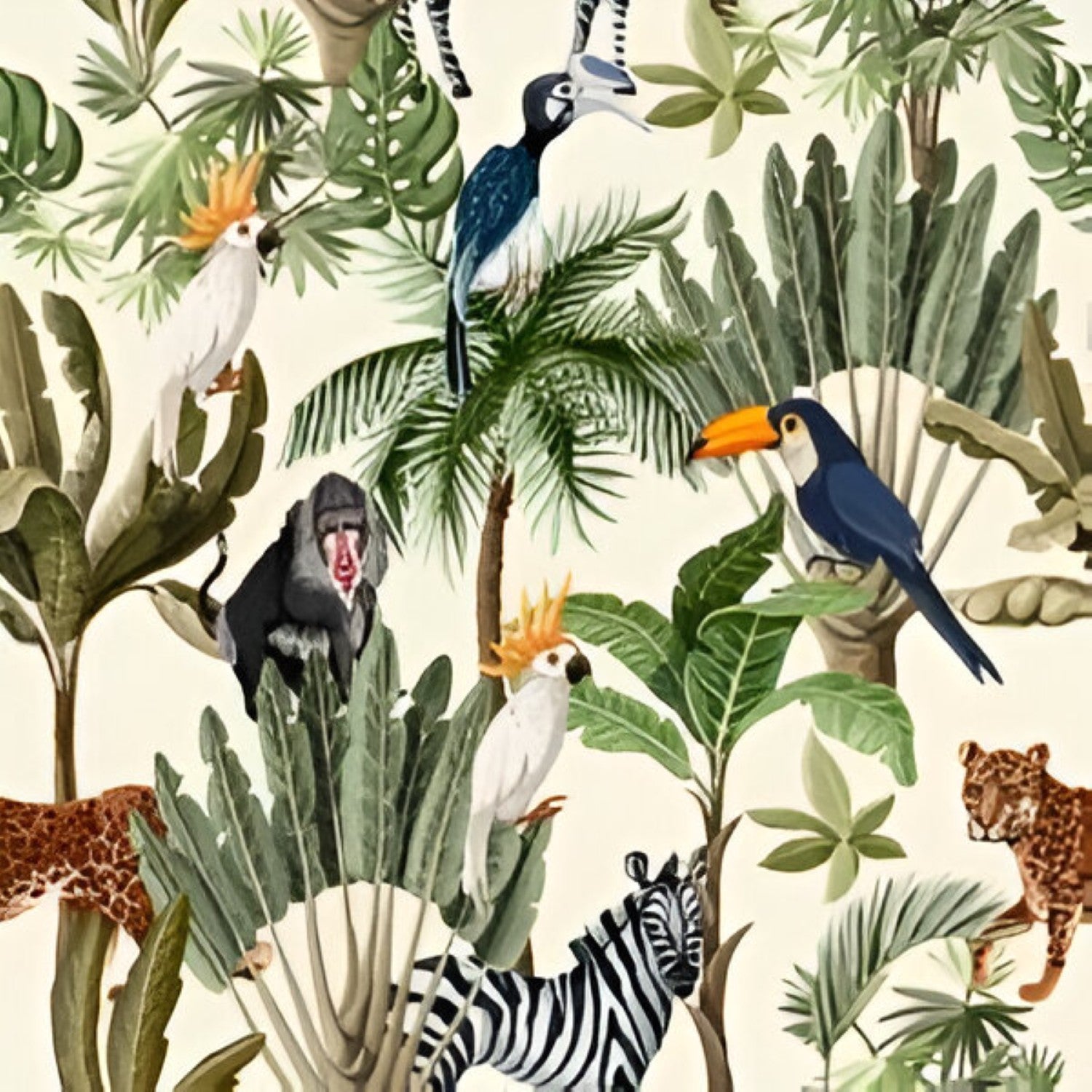 Beige Fauna 7 Wallpaper Set Tile 24 Inch x 48 Inch featuring a decorative nature-inspired pattern in beige tones with smooth finish suitable for wall applications in living rooms bedrooms and accent walls
