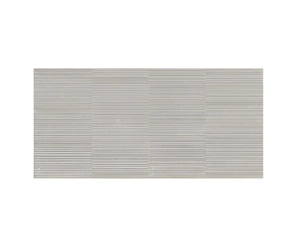 Belmond Grey Decor vitrified tile installed in a modern interior space showing a large rectangular 24×48 inch format with rustic surface detailing, seamless joint alignment, matt texture finish, and premium architectural appearance suitable for both floor and wall applications.