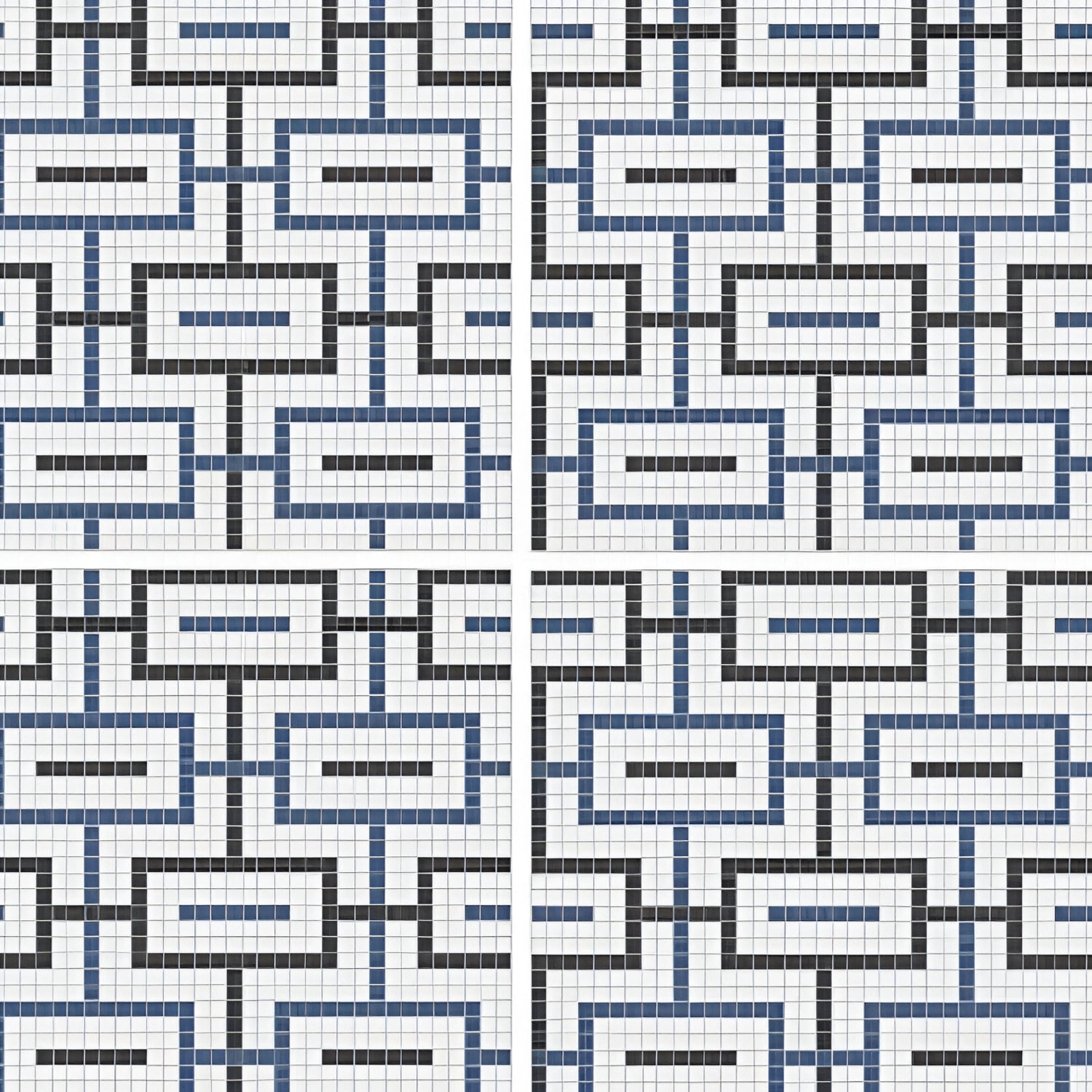 Binary Blue Moroccan Ceramic Tile – 24x24 inch ceramic tile with intricate blue Moroccan patterns and geometric designs on a classic glazed surface.