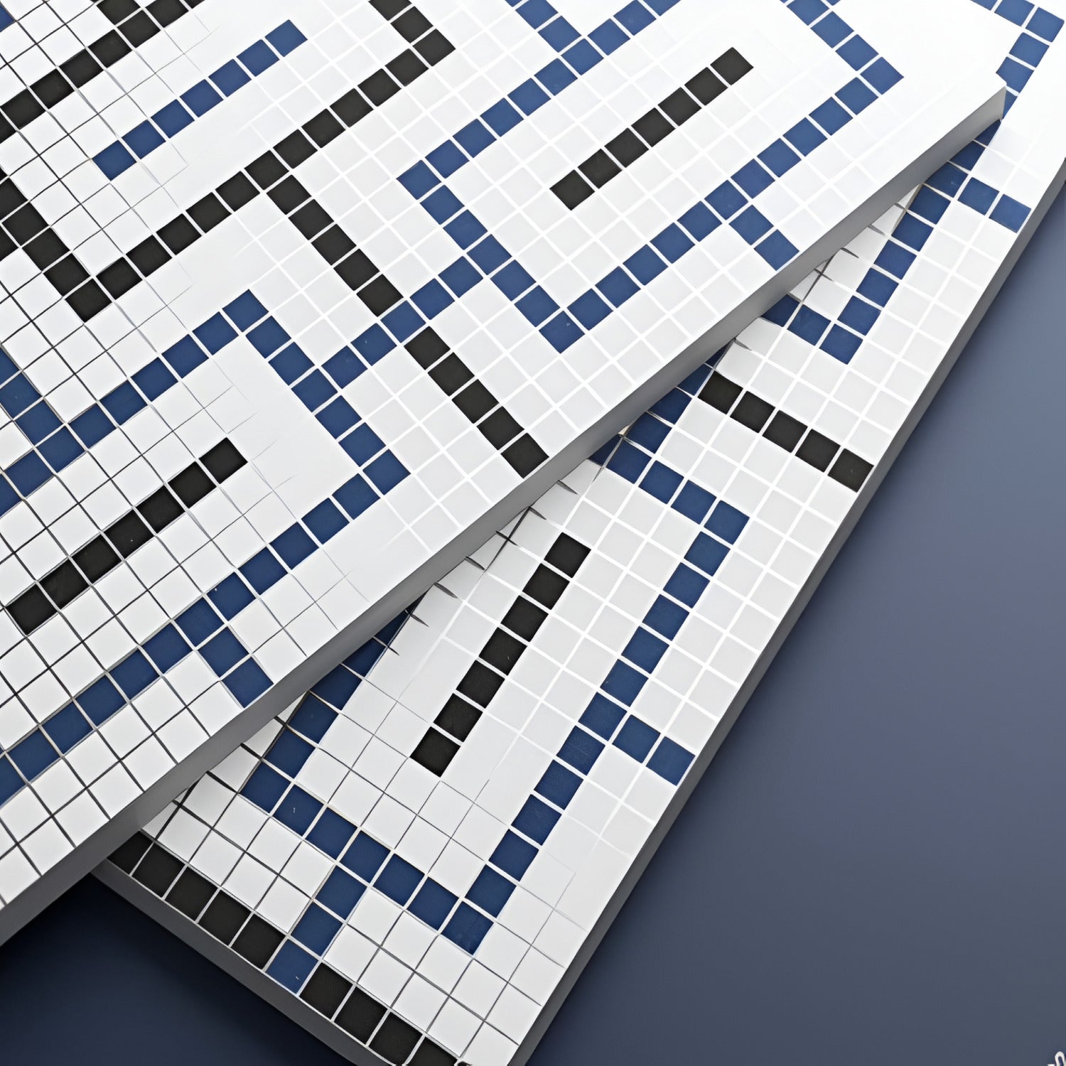 Binary Blue Moroccan Ceramic Tile – 24x24 inch ceramic tile with intricate blue Moroccan patterns and geometric designs on a classic glazed surface.