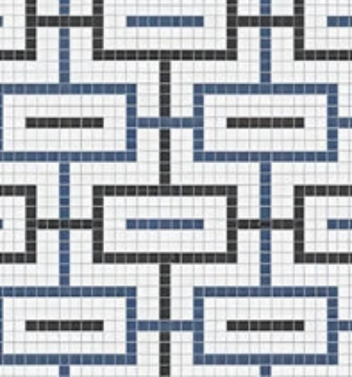 Binary Blue Moroccan Ceramic Tile – 24x24 inch ceramic tile with intricate blue Moroccan patterns and geometric designs on a classic glazed surface.