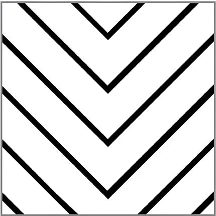 Black Arrow Moroccan Tile – 12×12 inch matt-finish ceramic tile featuring a crisp white base with bold black arrow-shaped geometric motifs, designed for striking wall or floor applications. 