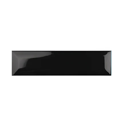Black Bevelled Subway Tile 3x12 Inch Ceramic Gloss Finish for Wall