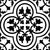Black Floral Moroccan Vitrified Tile 12×12 inch – matte vitrified tile in black and white, featuring a delicate printed floral-rangoli pattern for elegant wall or floor applications. 