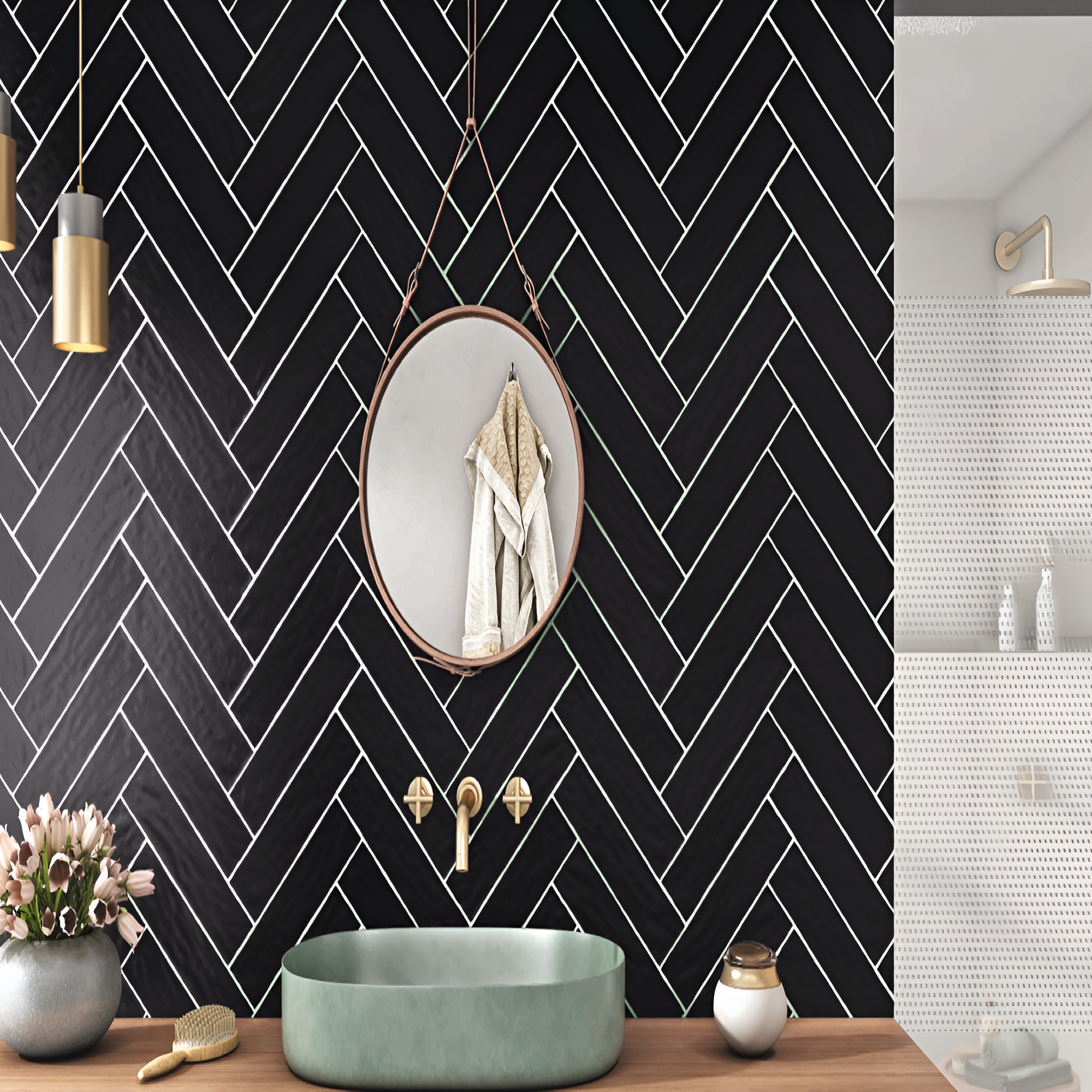 Black Handicraft Subway Tile in 3x12 size, showcasing its deep matte black ceramic surface, clean subway-style rectangular design, handcrafted texture, and smooth finish ideal for kitchen backsplashes, bathroom walls, and modern interior décor applications