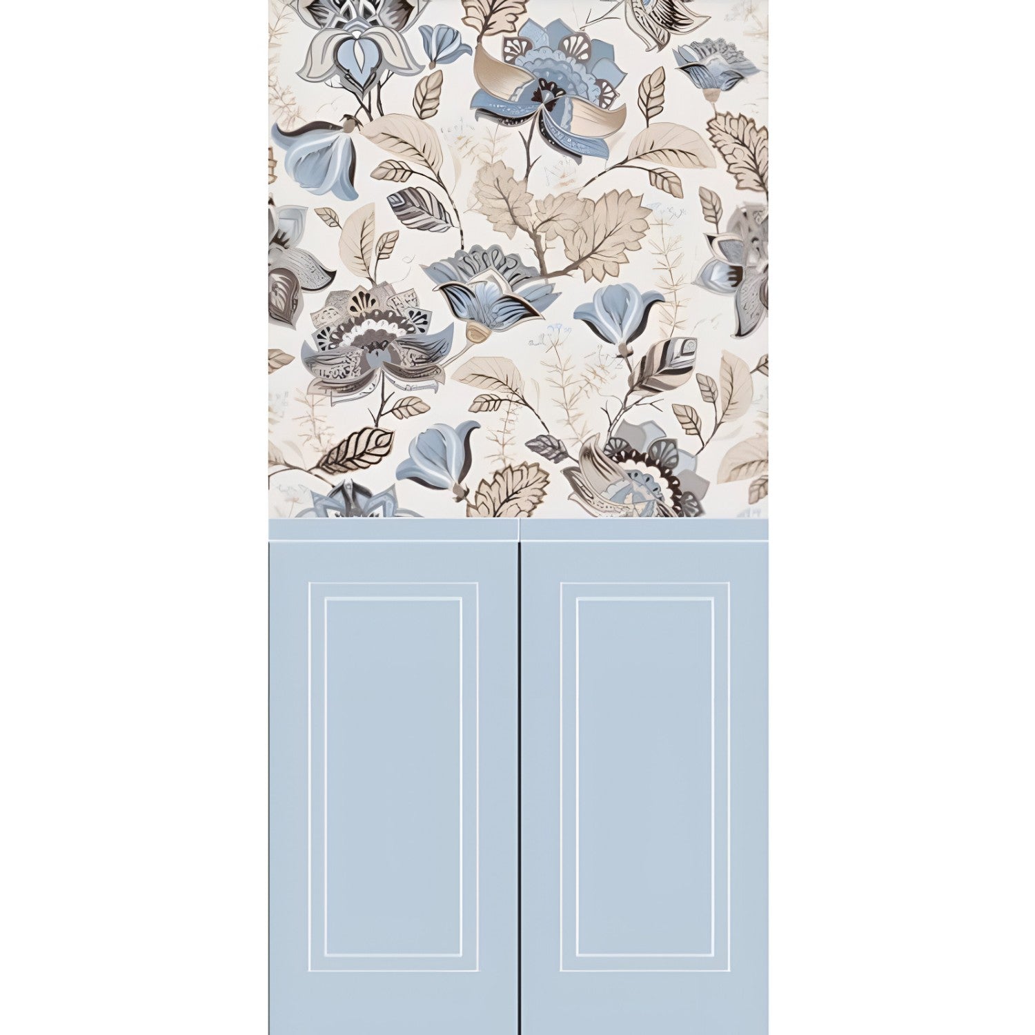 Blue Flora 12 Wallpaper Set Tile 24 Inch x 48 Inch featuring a decorative floral pattern in blue tones with smooth finish suitable for wall applications in living rooms bedrooms and accent walls
