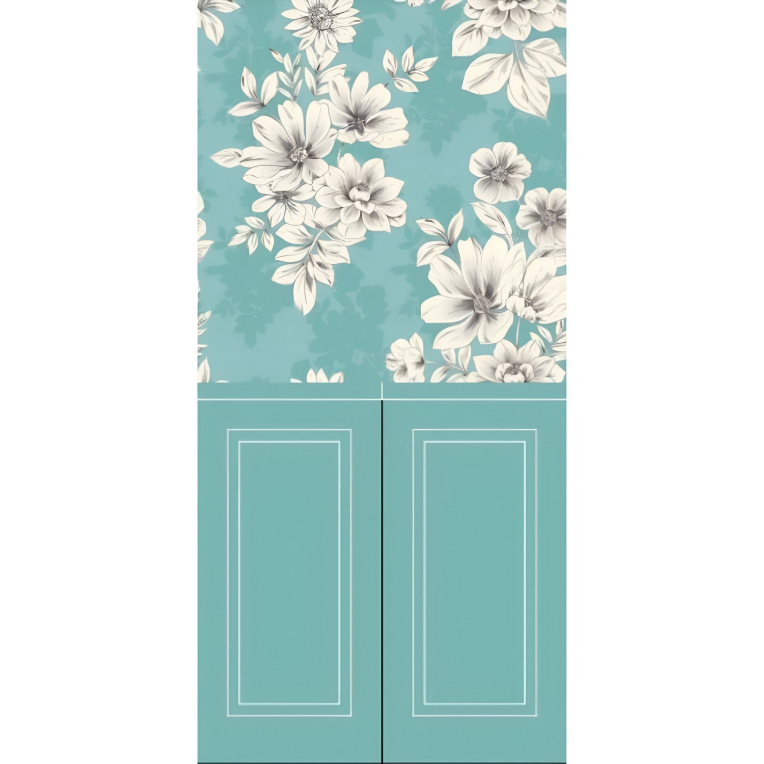 Blue Flora 1 Wallpaper Set Tile 24 Inch x 48 Inch featuring a decorative floral pattern in blue tones with smooth finish suitable for wall applications in living rooms bedrooms and accent walls

