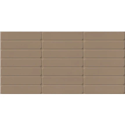 Blush brown matte ceramic wall tile with kitkat vertical design, 12x24 inch