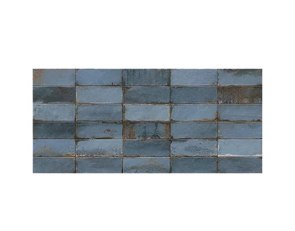 Bricks Azul Vitrified Tile 24 Inch x 48 Inch featuring a textured blue finish with subtle brick-like patterns suitable for modern wall and floor applications in living rooms kitchens and commercial spaces
