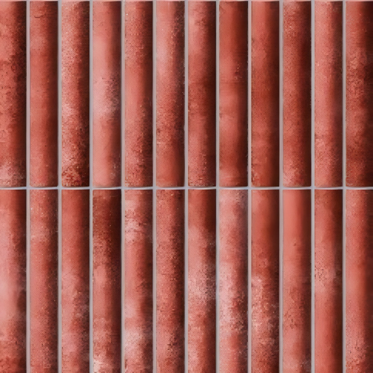 Bumpy Cosmo Merlot Tile - 12x12 inch ceramic wall tile with glossy fluted texture in deep merlot red

