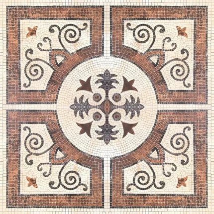 Byzantine Moroccan Tile – 24x24 inch ceramic tile showcasing intricate vintage-inspired Moroccan motifs in earthy tones, ideal for classic interiors and feature flooring.