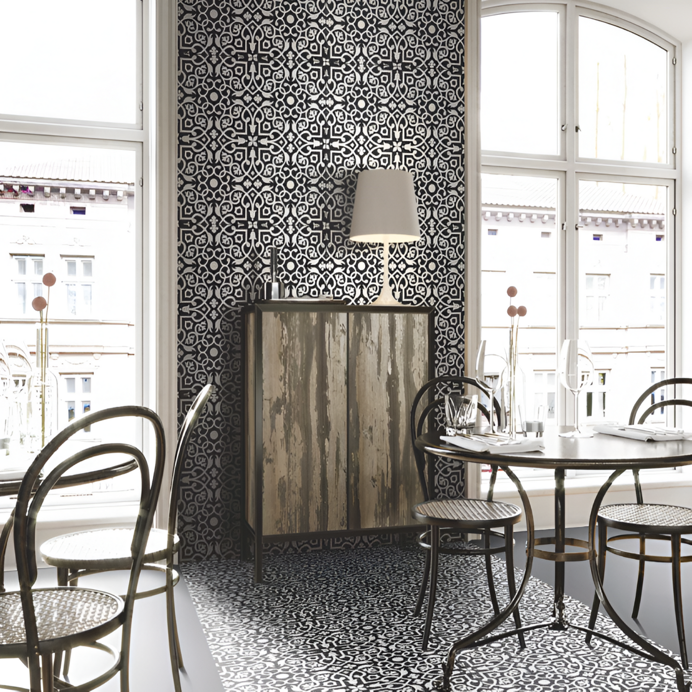 Chic Monochrome Moroccan Cafe Design Inspiration