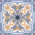 CT-011 Moroccan Vitrified Tile 12x12 Inch – Traditional Moroccan tile featuring intricate floral-inspired patterns in soft beige, blue, and olive tones, ideal for elegant interior décor.