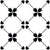 CT-024 Moroccan vitrified tile featuring bold black floral elements arranged in a curved symmetrical pattern on a pristine white background, creating a refined monochrome design.









