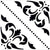 CT-025 Moroccan vitrified tile with a white base and elegant black floral motifs arranged diagonally, separated by dotted lines for a classic yet artistic look.