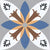 CT-09 Moroccan Vitrified Tile 12x12 Inch – Elegant Moroccan tile featuring a floral starburst design in blue, brown, white, and grey, perfect for walls and floors with a vintage charm.