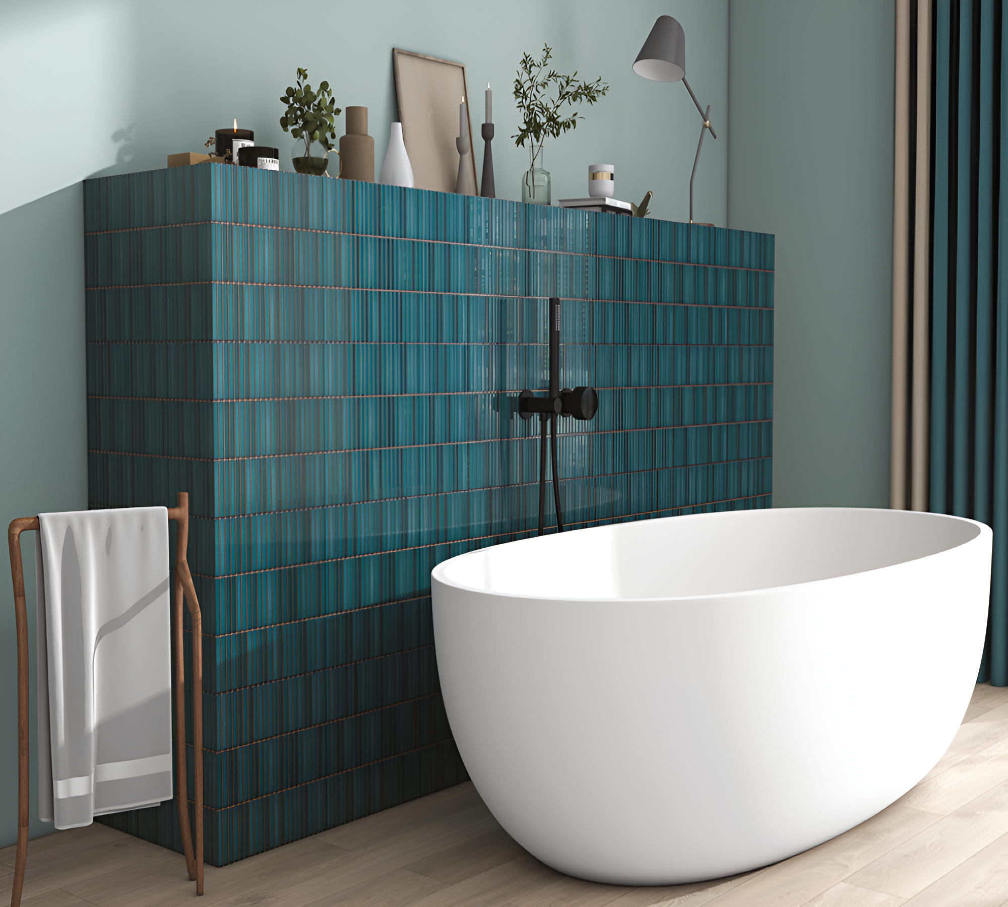 CTB-08 Kitkat Ceramic Tile in glossy green finish, 12x12 size, featuring subway-inspired rectangular strip pattern, ideal for modern kitchen backsplash, bathroom walls, and decorative accent areas.