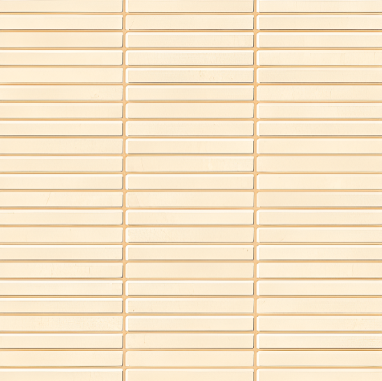 CTB-29 Kitkat Ceramic Tile 12x12 inch in glossy beige finish showing vertical subway-style strips arranged in a kitkat pattern, perfect for modern kitchen backsplash, bathroom wall, or feature accent wall design.