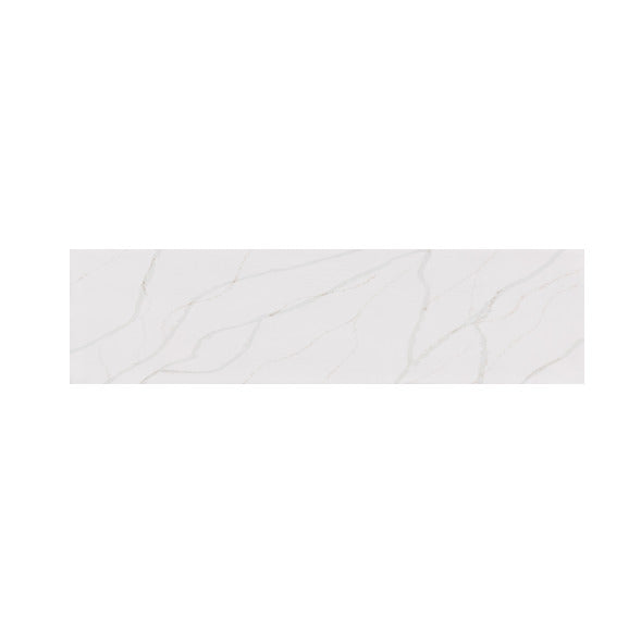 Calacatta Ornate quartz kitchen countertop slab with polished glossy finish installed in a modern kitchen interior featuring a seamless large-format surface suitable for countertops, islands, dining tables, and contemporary residential or commercial spaces.