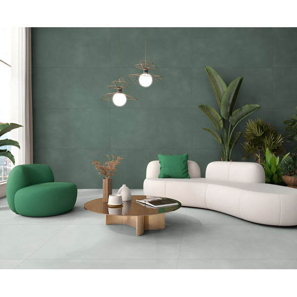 Canova Slime Vitrified Tile 24x48 Inch with vibrant slime green color and glossy finish.