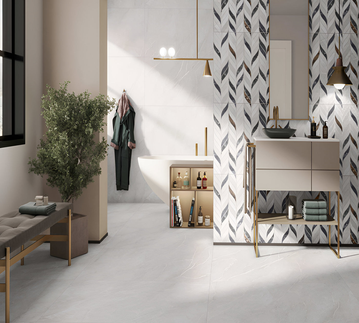 Chic Cardinal Grey Leafy Bathroom Inspiration