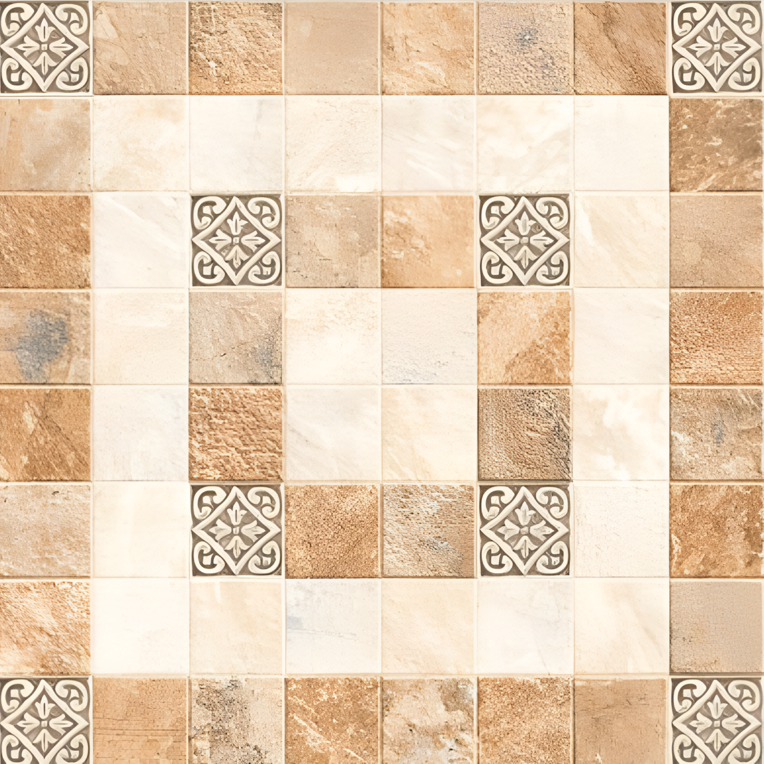 Carpet Moroccan Vitrified Tile – 16x16 Inch floor tile designed with intricate carpet-style Moroccan patterns in rich, traditional colors, perfect for decorative and durable flooring.