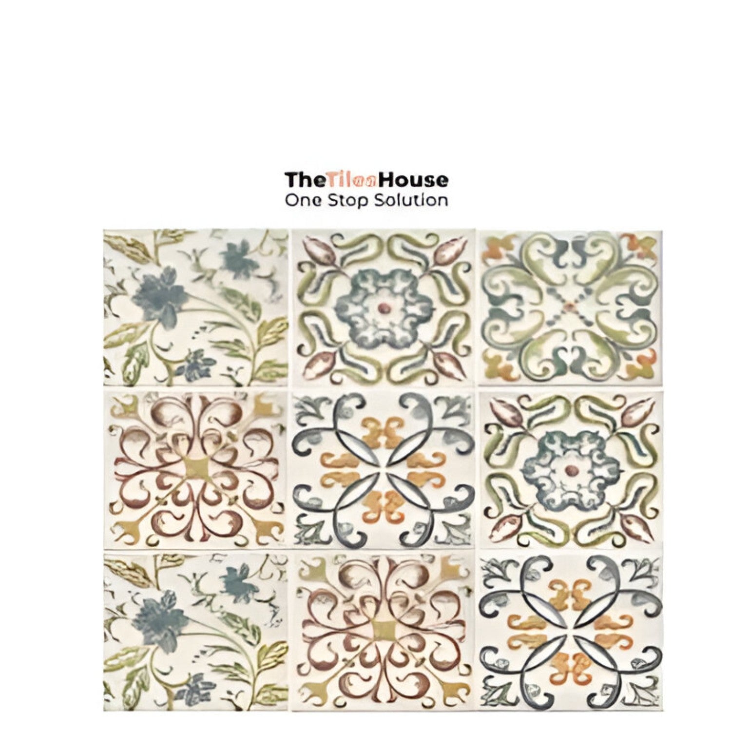 Catanzaro Decor Ceramic Tile 6x6 inch with intricate decorative patterns, smooth matte finish, and versatile design, perfect for accent walls, backsplashes, or detailed flooring applications
