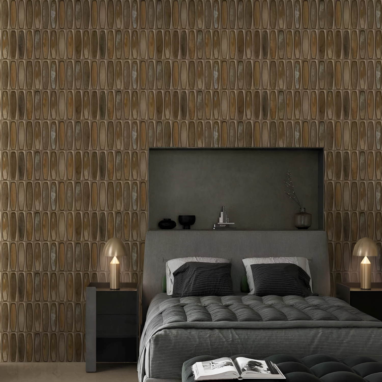 Chester Hazelnut Satin Matt Tile 12x24 inch with a smooth matt finish, featuring a rich hazelnut-colored texture, durable and scratch-resistant surface, ideal for contemporary floors and walls.
