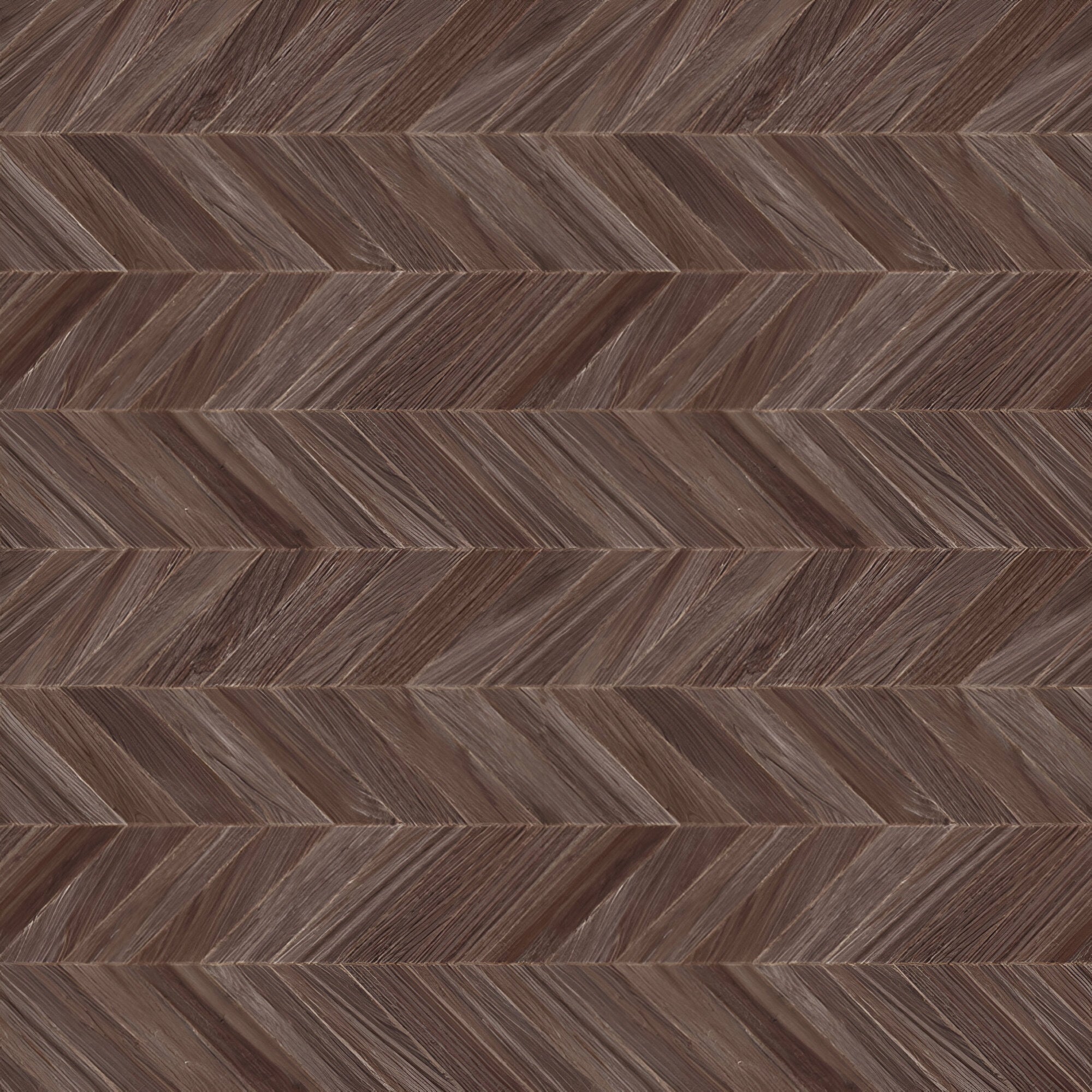 Chevronwood Coffee Wooden Ceramic Tile 24×24 Inch installed on a modern floor, showcasing a detailed chevron wooden pattern with a smooth matt ceramic surface, arranged in a symmetrical layout that enhances the natural wood-inspired texture and structured flooring design.