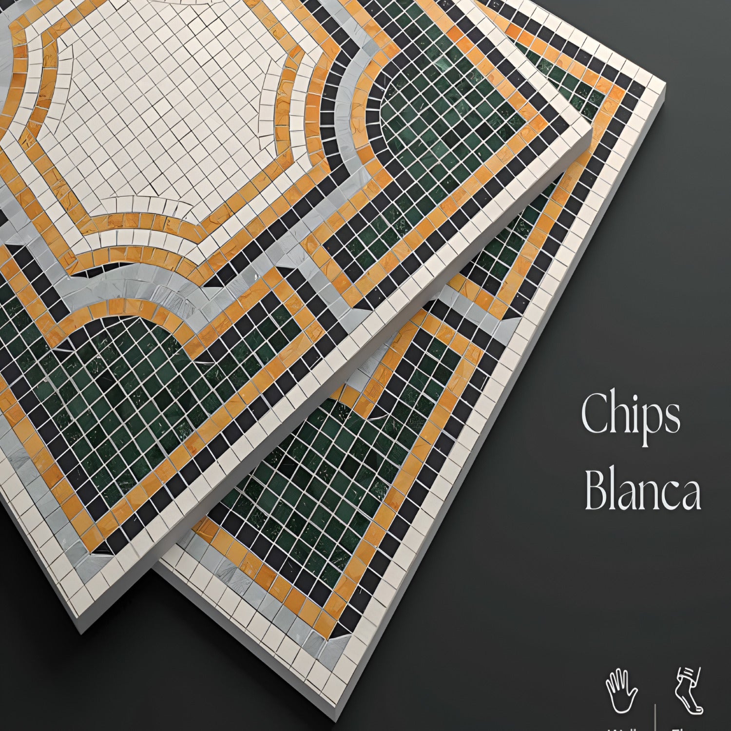 Chips Blanca Moroccan Ceramic Tile – 24x24 inch ceramic tile featuring a white base with scattered terrazzo-style Moroccan chips in soft, neutral tones.
