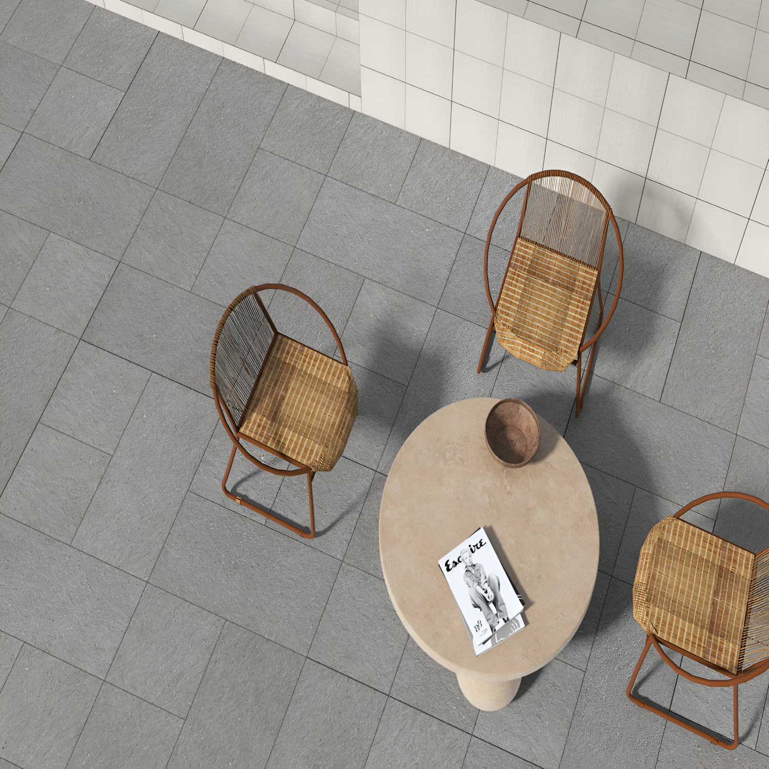 Chipzy Anthracite Vitrified Floor Tile with a matt finish, featuring a deep anthracite-grey stone-like texture, durable and scratch-resistant surface, ideal for modern floors in residential and commercial spaces.
