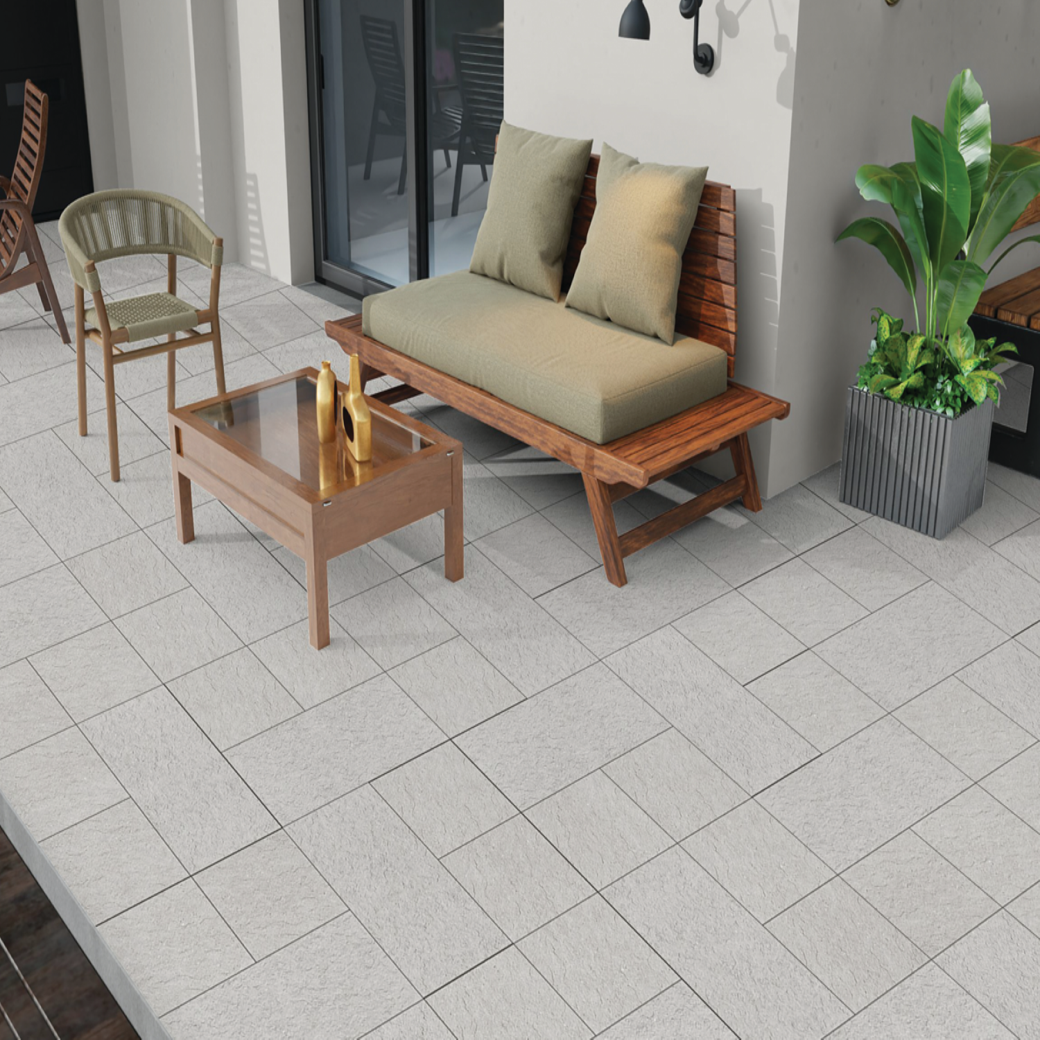 Chipzy Silver Vitrified Floor Tile with a matt finish, featuring a sleek silver-grey stone-like texture, durable and scratch-resistant surface, ideal for contemporary floors in homes and commercial spaces.
