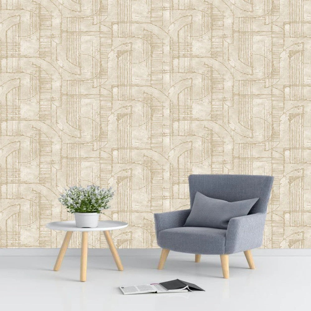 Chroma 74062-3 Wallpaper in soft beige with intricate design texture, ideal for modern and classic interiors, showcasing a subtle pattern that enhances wall depth and adds warmth to living rooms, bedrooms, or feature walls.