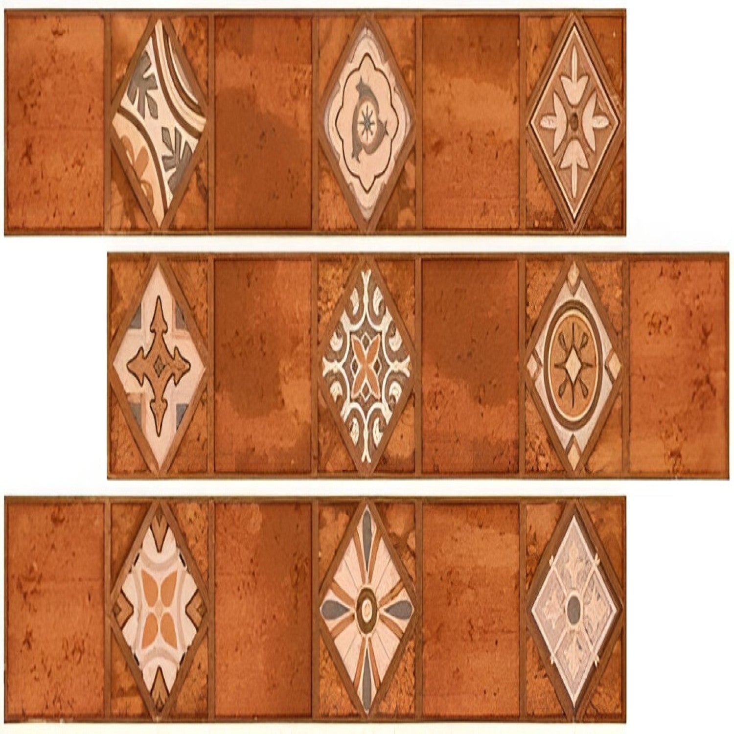 Cicilia Naranza Vitrified Tile – 6×36 inch vitrified tile with a warm burnt-orange wood grain finish, ideal for cozy, rustic, or Mediterranean-inspired spaces.